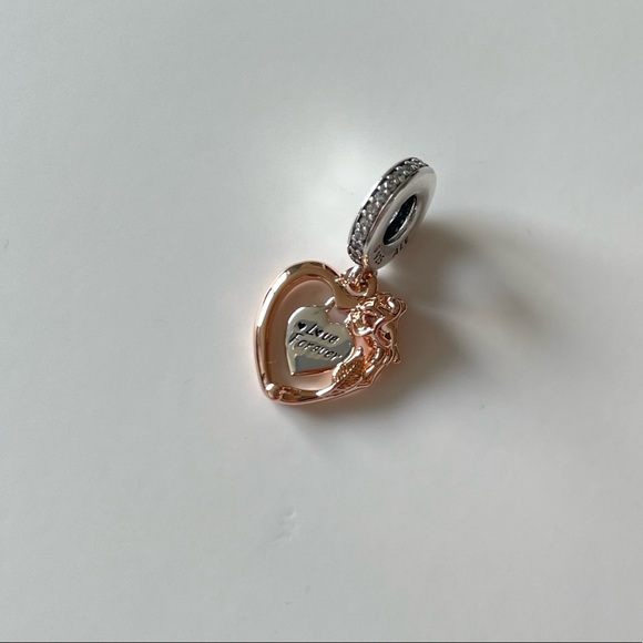 Pandora Heart Rose Flower Dangle Charm 